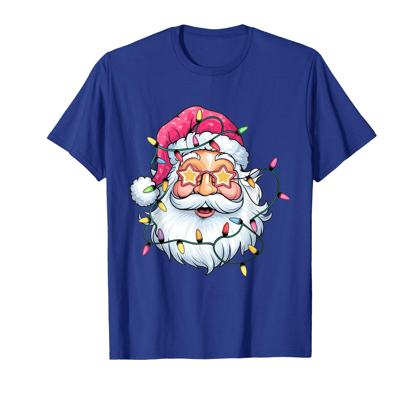 Cute Pink Santa Claus Lights Funny Christmas Holiday Xmas T-Shirt