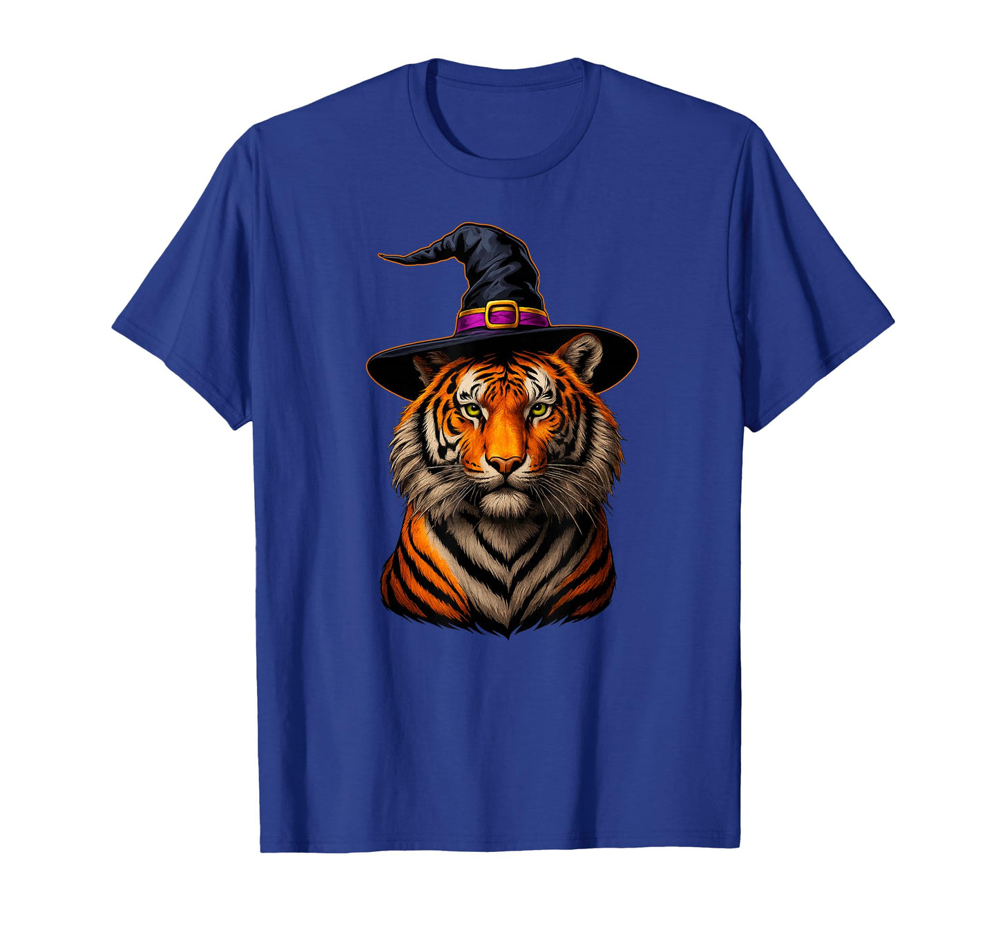 Tigers Halloween Costume Wearing Witch Hat Sports Spirit T-Shirt