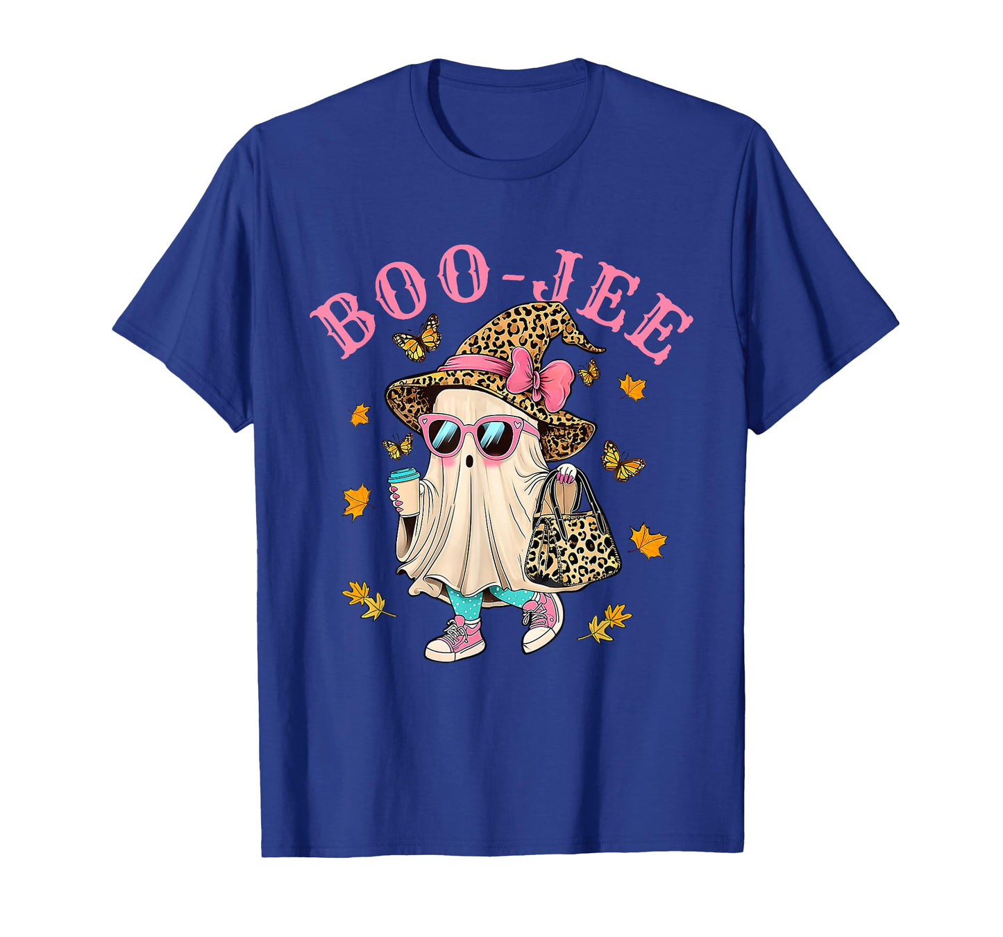 Coquette Leopard Ghost Coffee Boo-JEE Halloween Boujee Fall T-Shirt