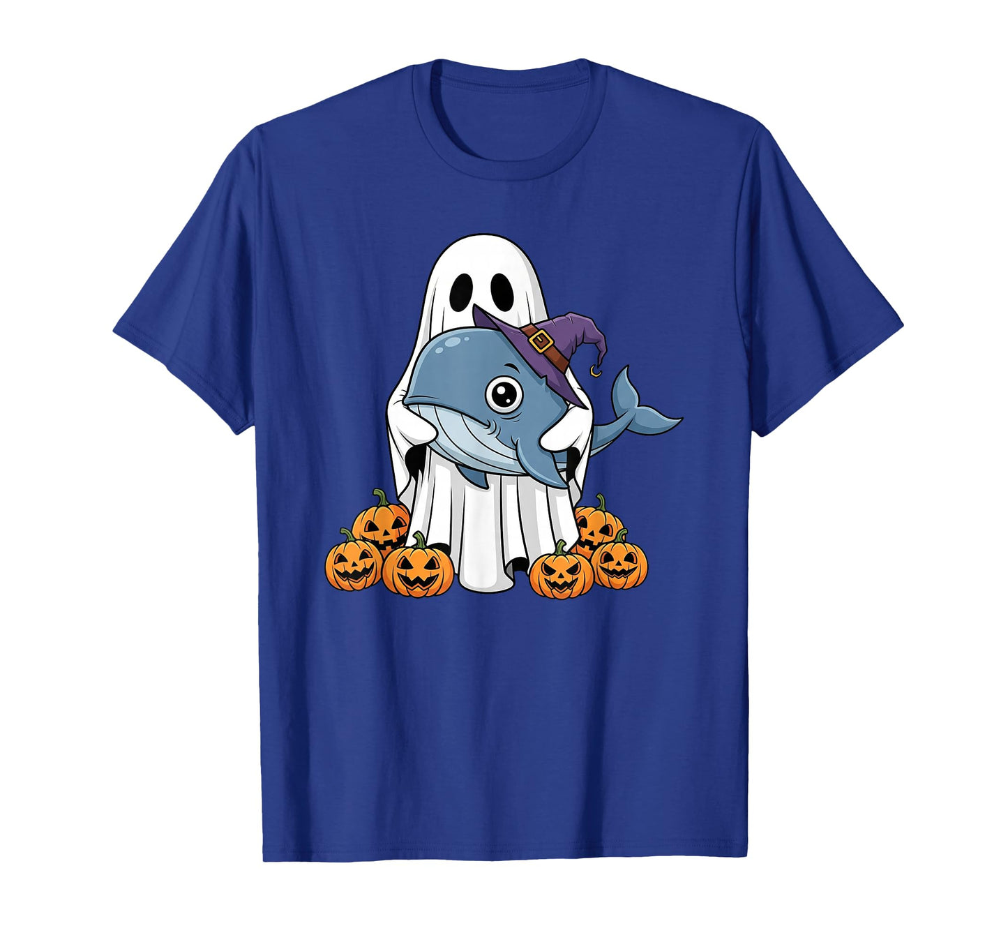 Funny Ghost Pumpkin Halloween Whale Kids Mens Womens T-Shirt