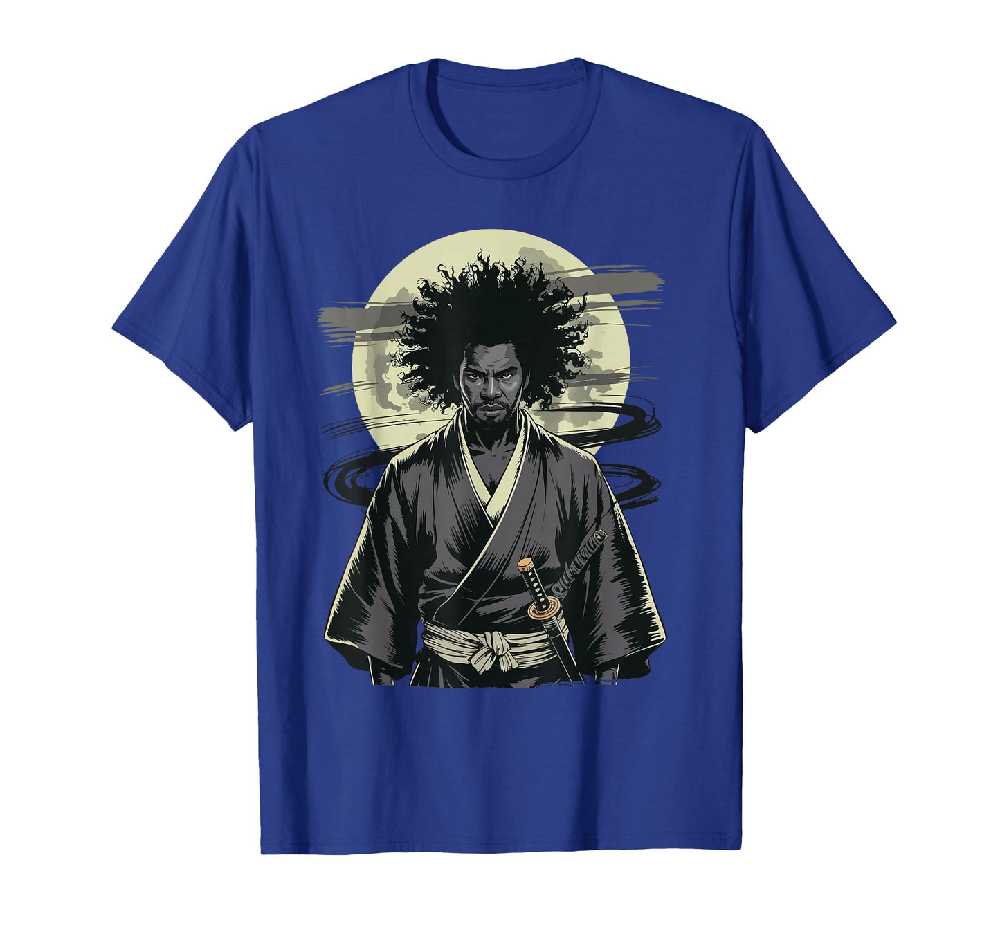 Afro American Samurai Vintage Warrior with Katana T-Shirt