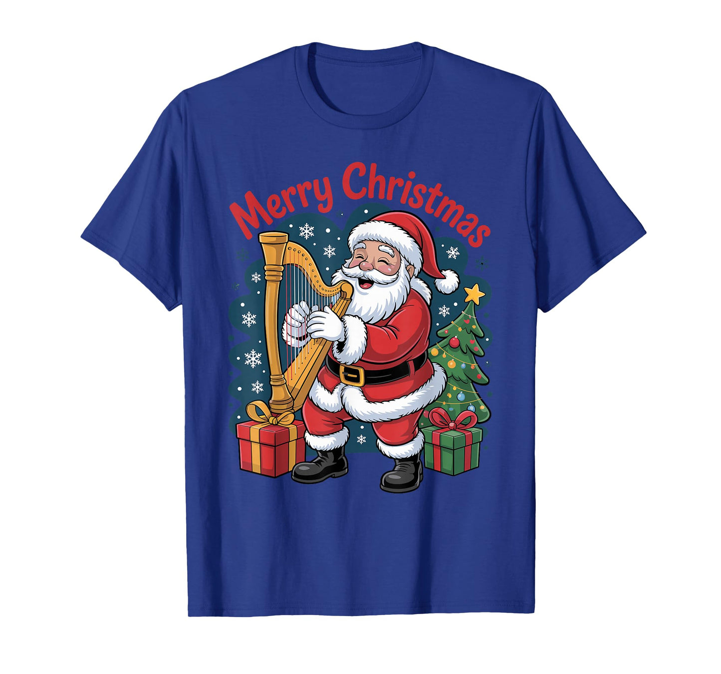 Funny Santa Playing Harp Holiday Chrismas Xmas Pajama T-Shirt