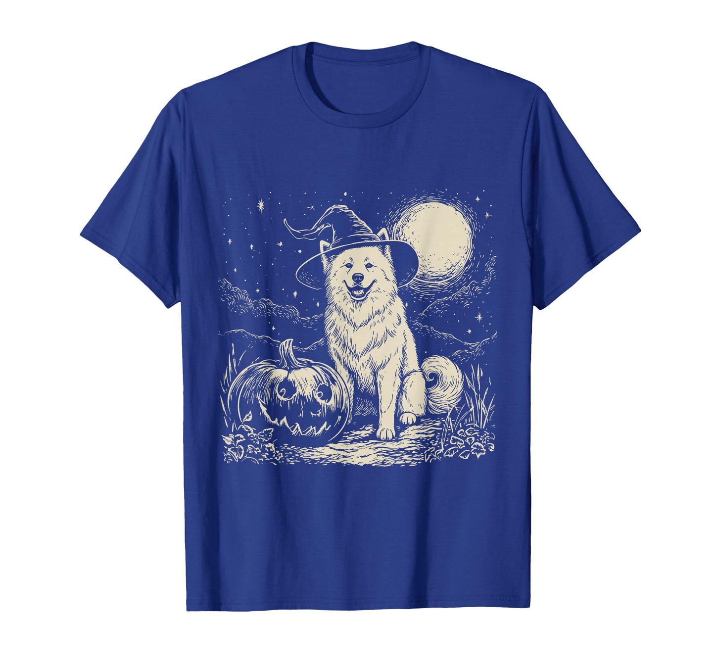 Samoyed Dog Witch Hat β Cute Halloween Pumpkin Moon T-Shirt