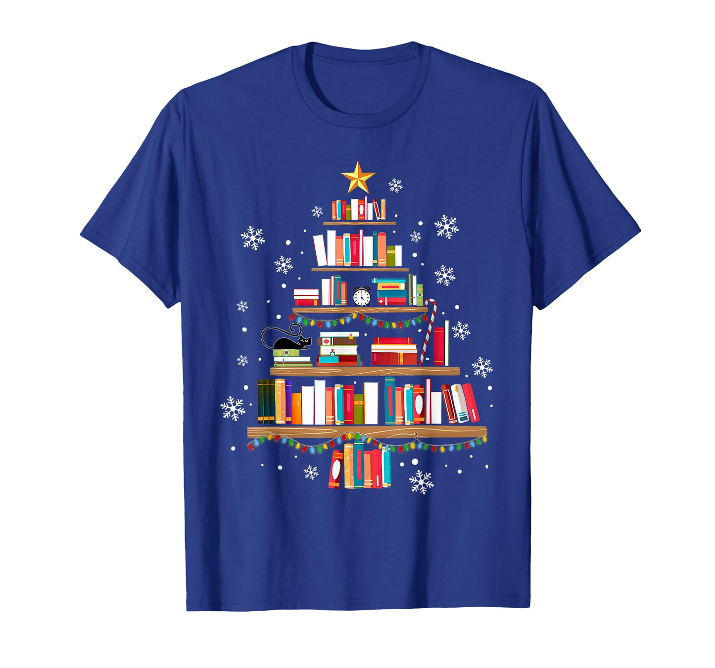 Library Books Christmas Tree Teacher Funny Xmas Snowflake T-Shirt