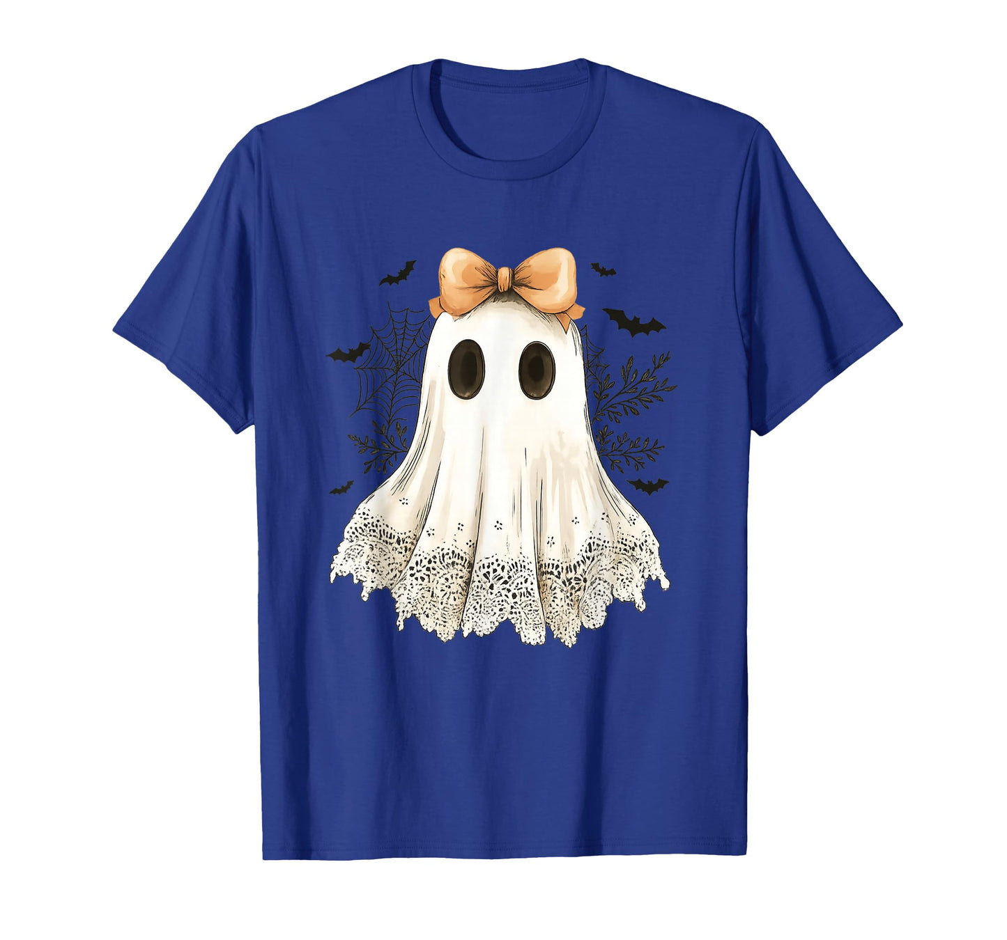 Cute Halloween Ghost With Bow Lace Spooky Style T-Shirt