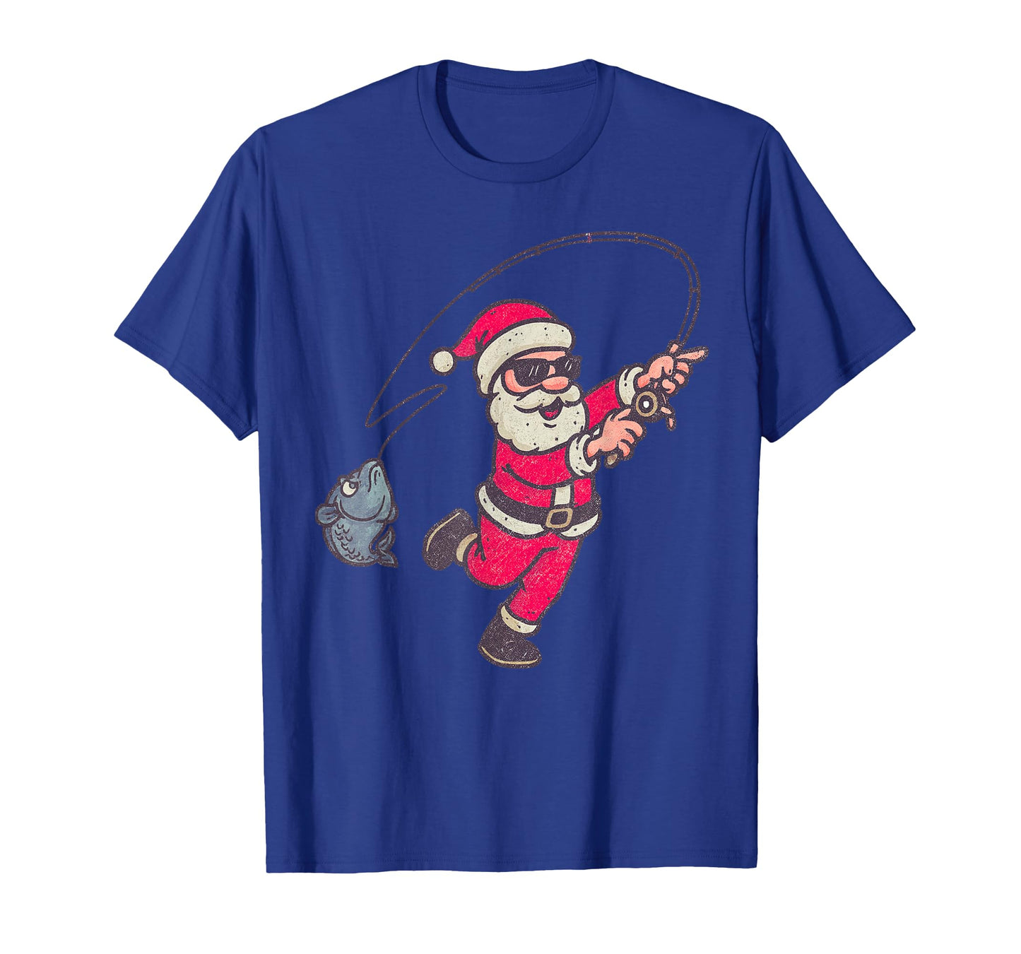 Santa Sasquatch Fishing Christmas Vintage Fish Funny Xmas T-Shirt