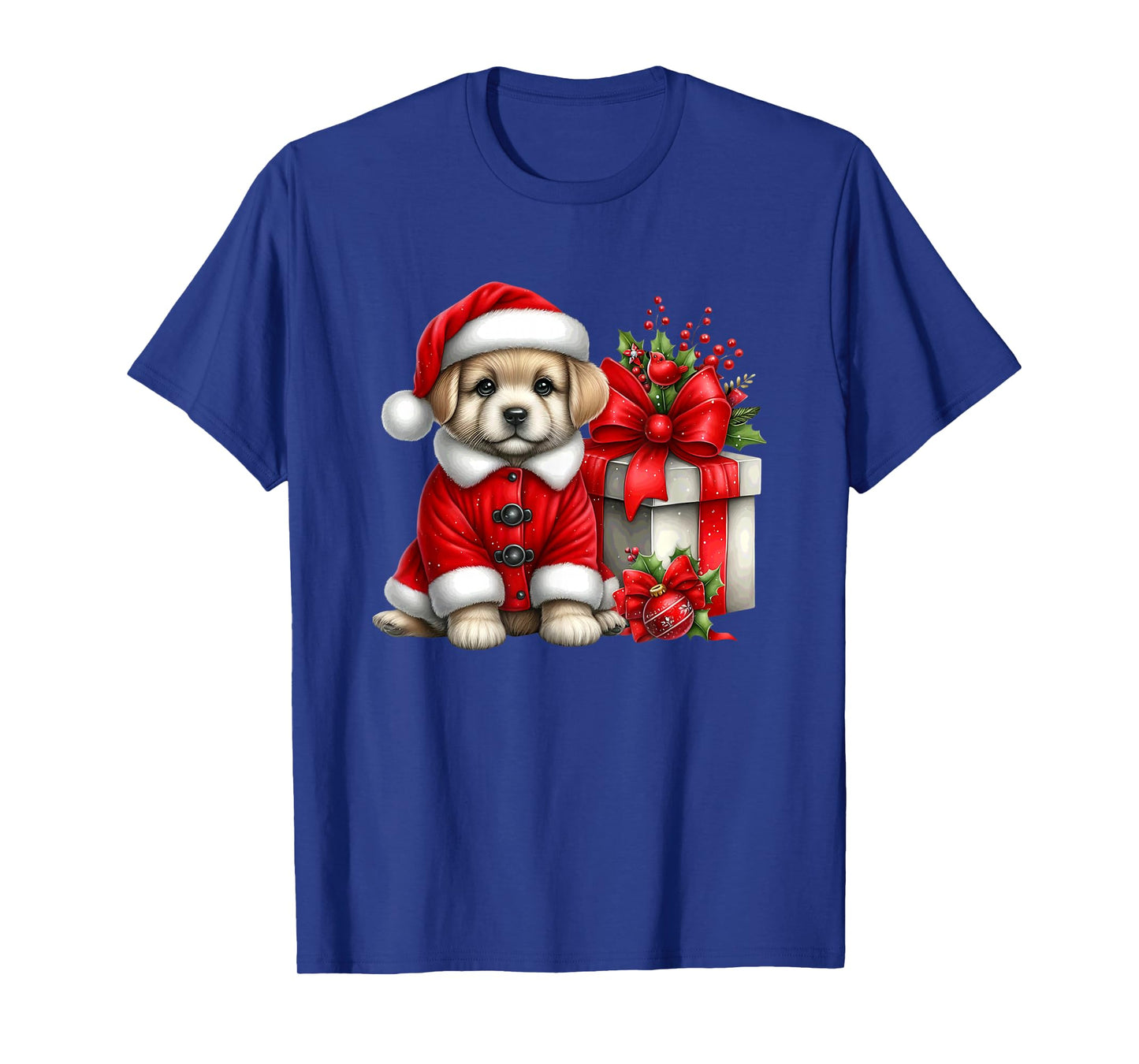 Adorable Santa Puppy with Holiday Box T-Shirt