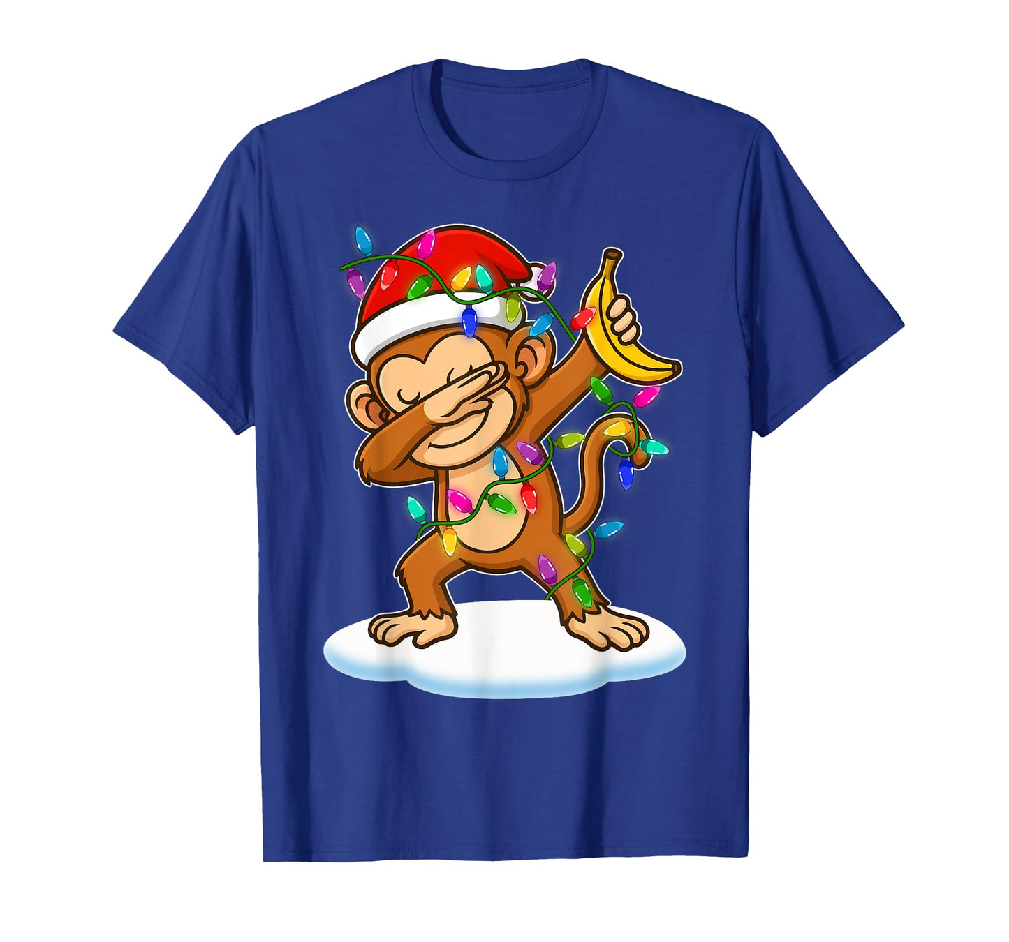 Christmas Monkey Dabbing Lights Santa Xmas for Men Women T-Shirt