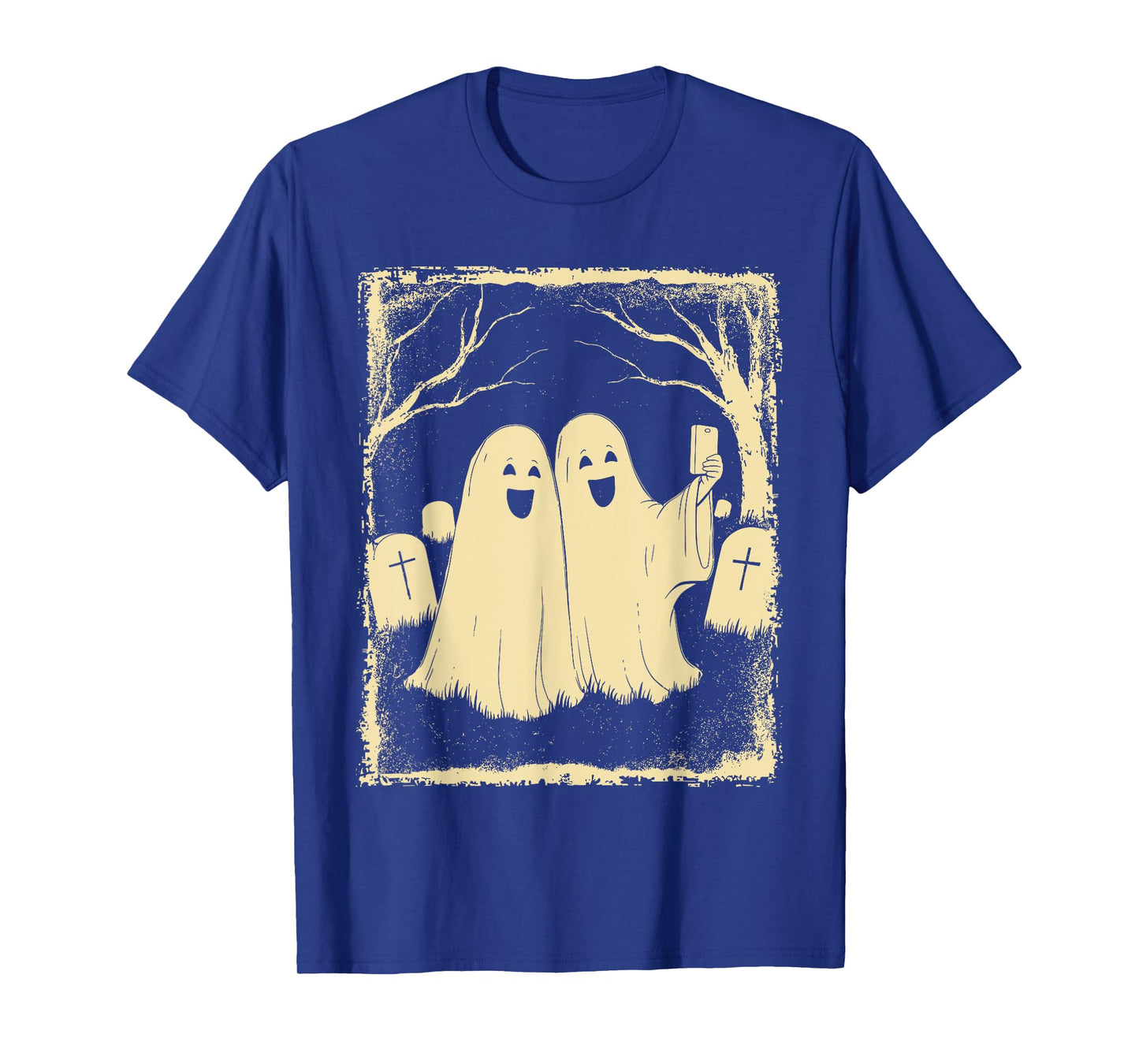 Funny Halloween Ghost Selfie Spooky Graveyard Retro Look T-Shirt