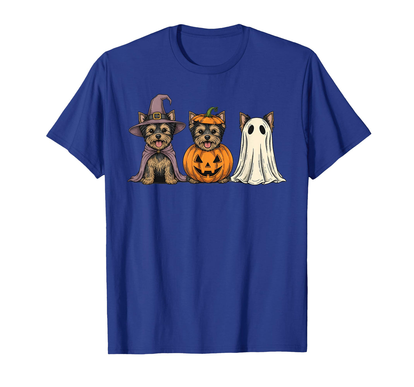 Spooky Ghost Yorkshire Terrier Pumpkin Halloween Dog Lover T-Shirt