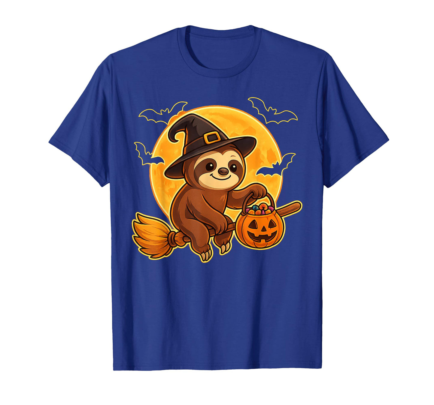 Cute Sloth Witch Pumpkin Halloween Costume Boys Girls T-Shirt