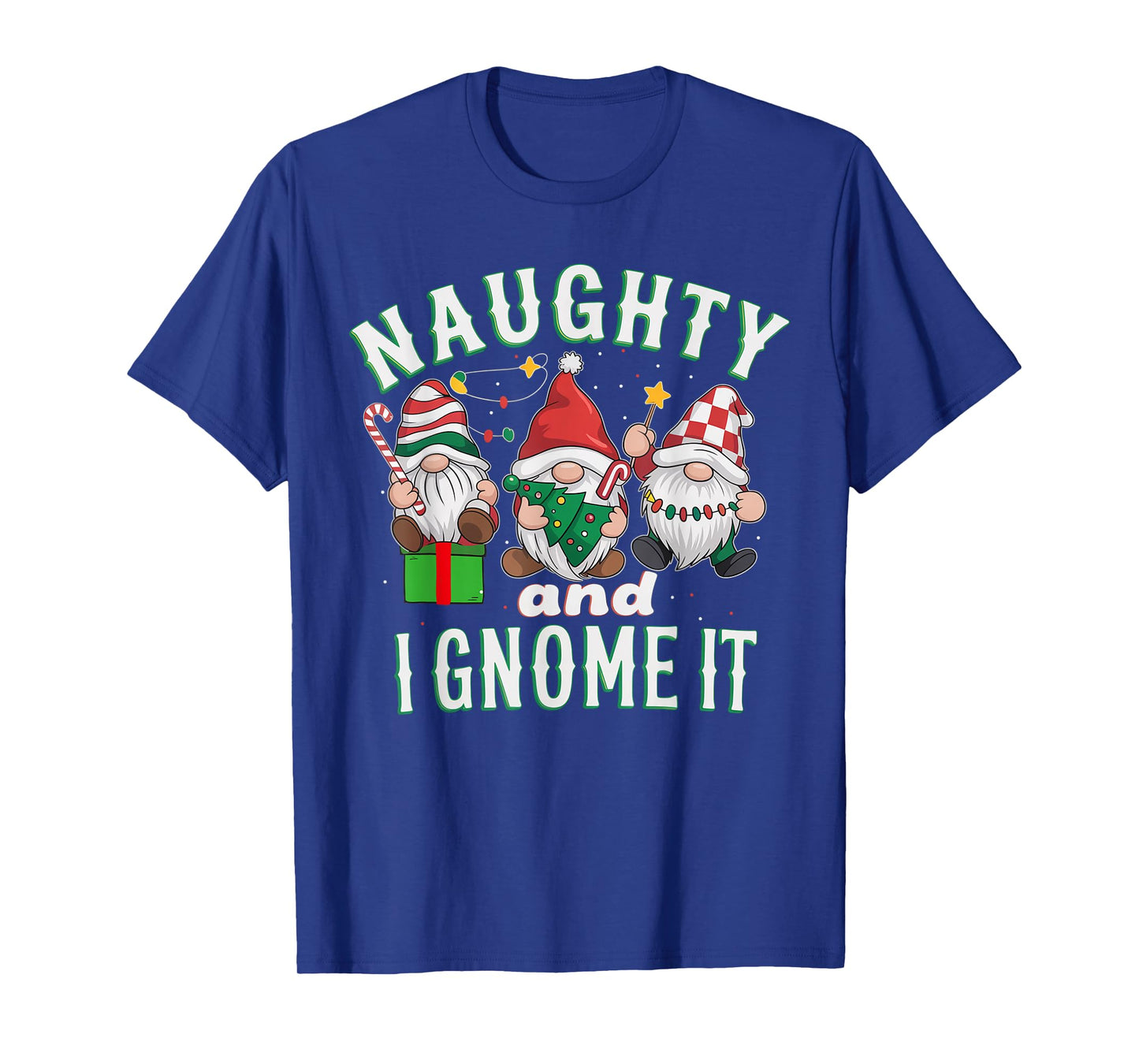 Naughty and I Gnome It Christmas Three Gnomies Matching Kids T-Shirt