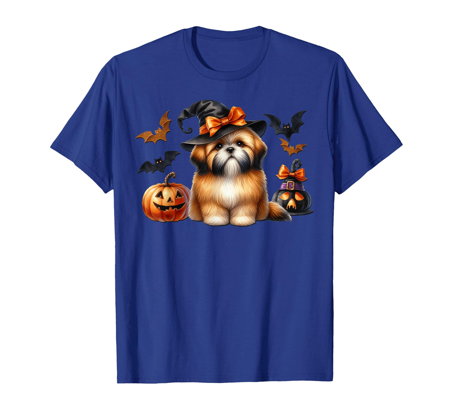 Shih Tzu Halloween Witch Dog with Bats and Pumpkins for Mom T-Shirt