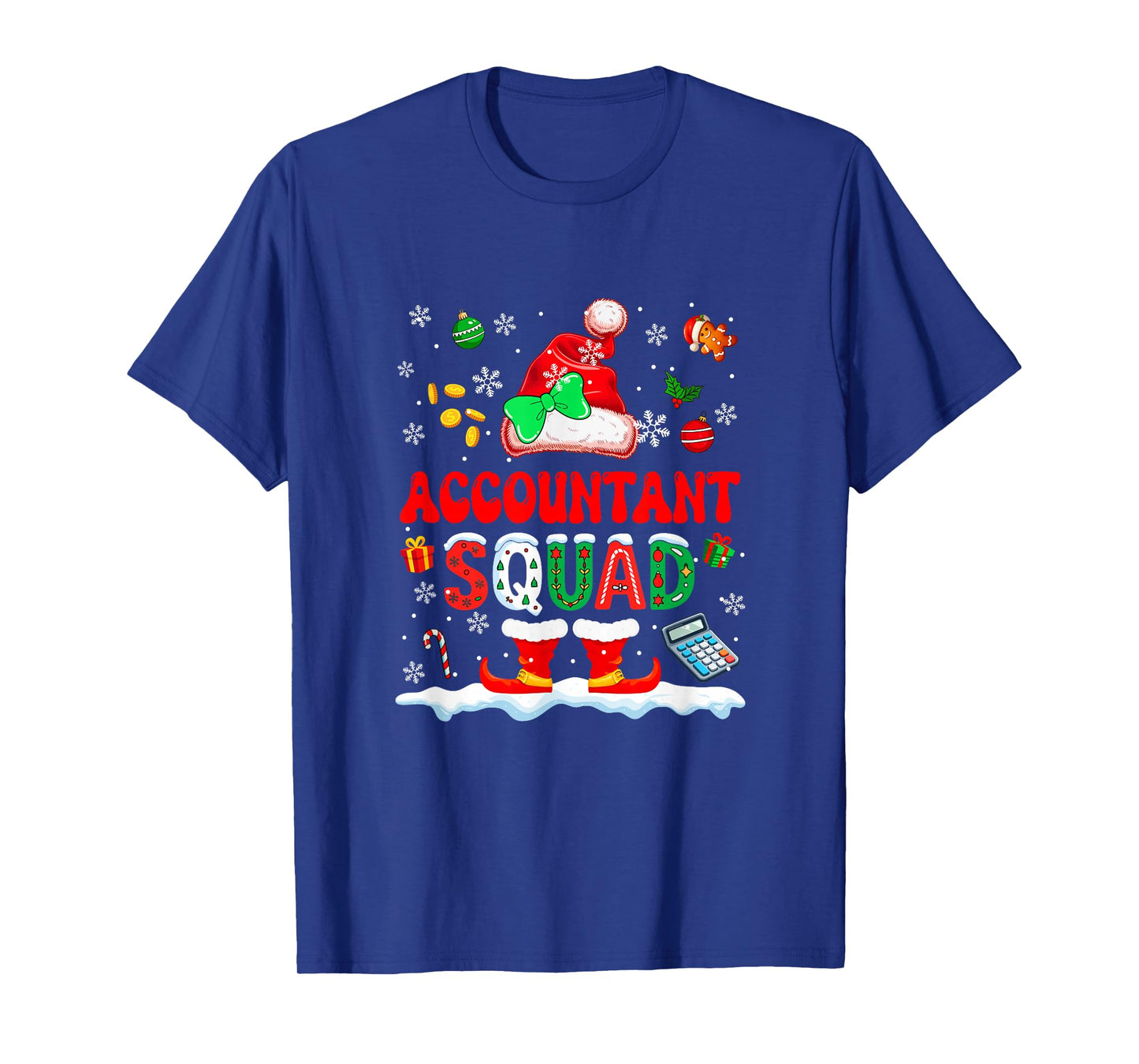 Accountant Squad Women Job Christmas Santa Costume Bow Tie T-Shirt