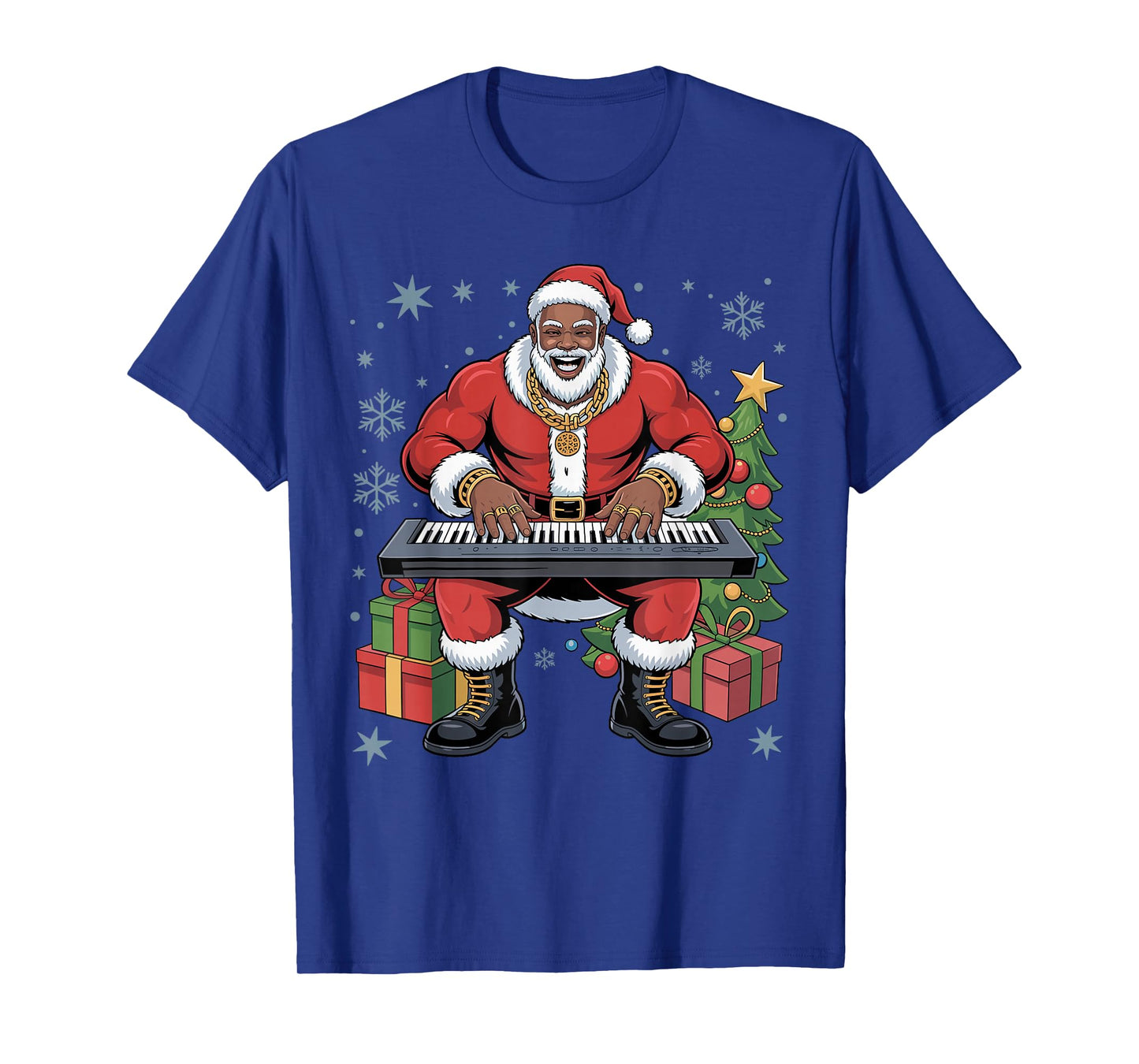 African American Santa Digital Keyboard Christmas Holiday T-Shirt