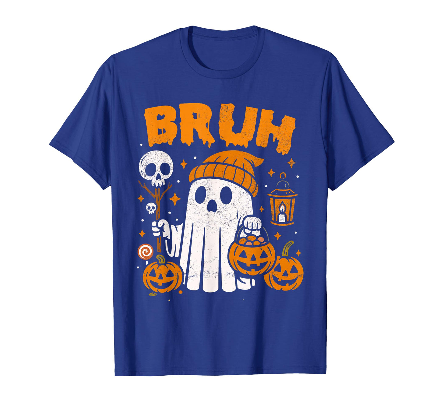Bruh Ghost Halloween Retro Ghost Trick Or Treat Candy Kids T-Shirt