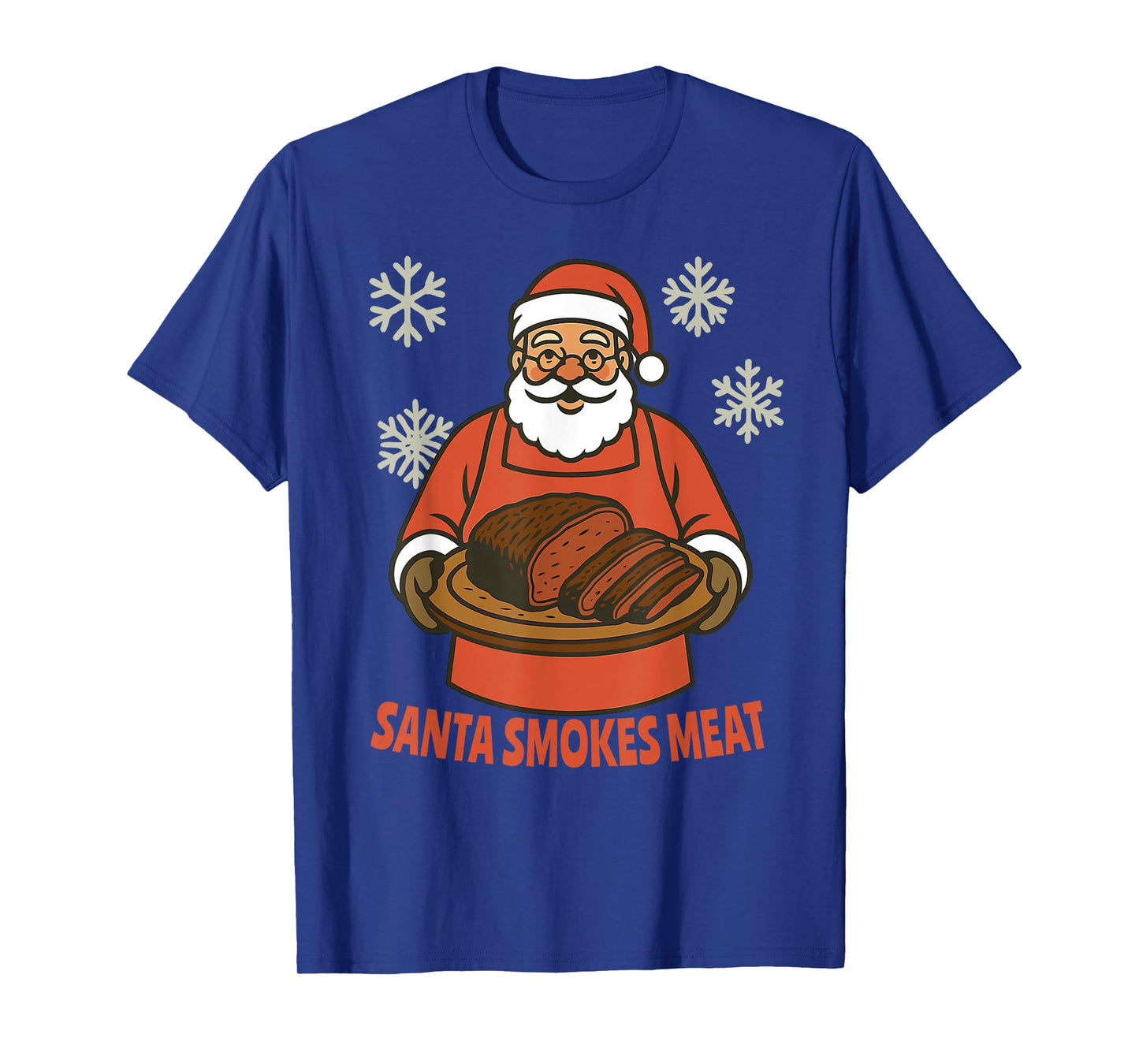 Santa Smokes Meat Funny BBQ Brisket Christmas Holiday Design T-Shirt