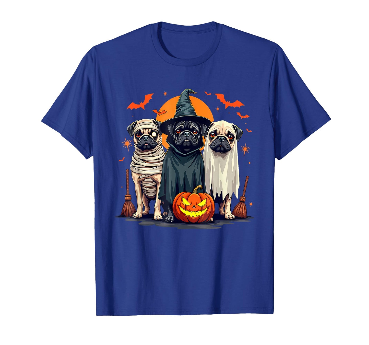 Funny Pug Halloween Costume Mummy Witch Ghost Dog Lover T-Shirt