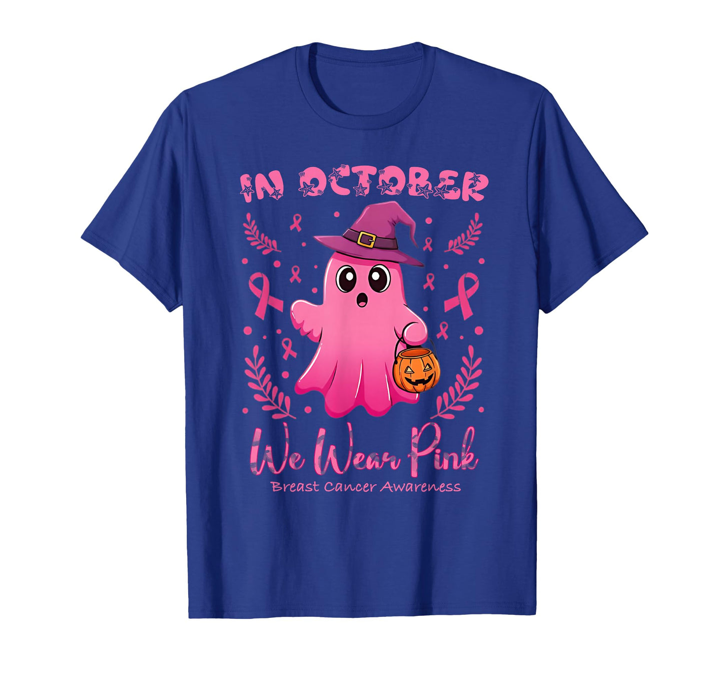 Breast Cancer Women Halloween in October We Wear Pink T-Shirt