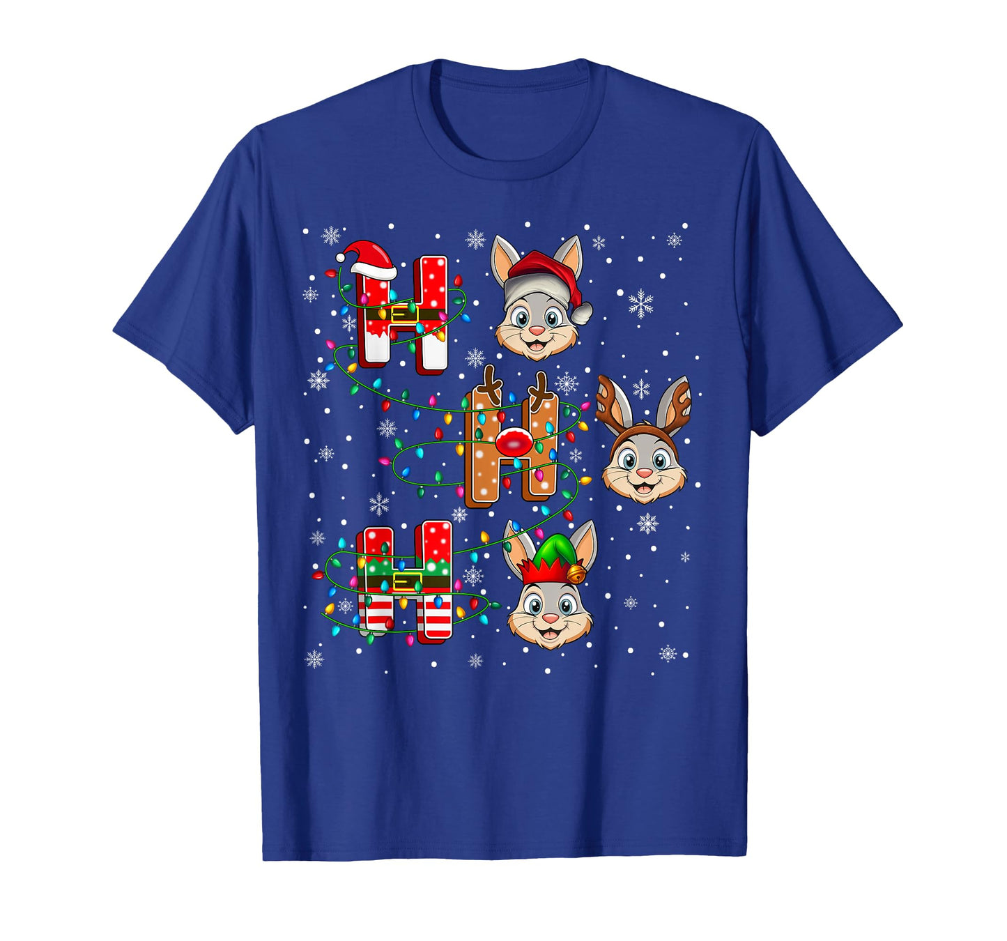 Ho Ho Ho Santa Reindeer Hat Elf Hare Animal Christmas T-Shirt