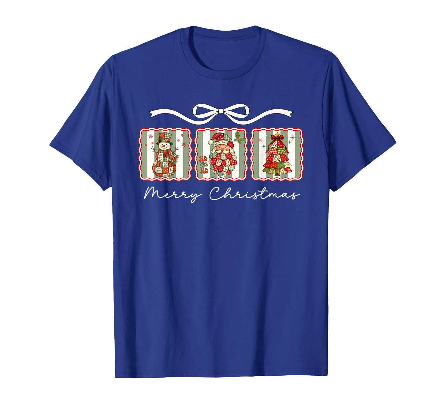 Awesome Patchwork Santa Merry Christmas T-Shirt