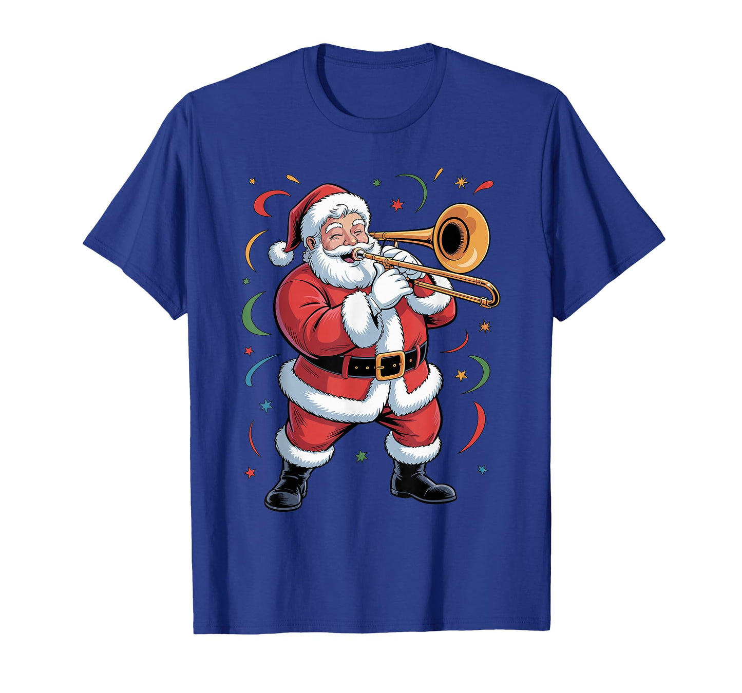 Santa Playing Trombone Funny Holiday Christmas Xmas Pajama T-Shirt