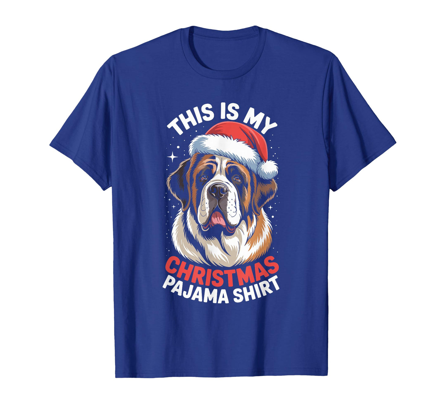 Saint Bernard Dog Santa Hat Christmas Pajama Men Women T-Shirt