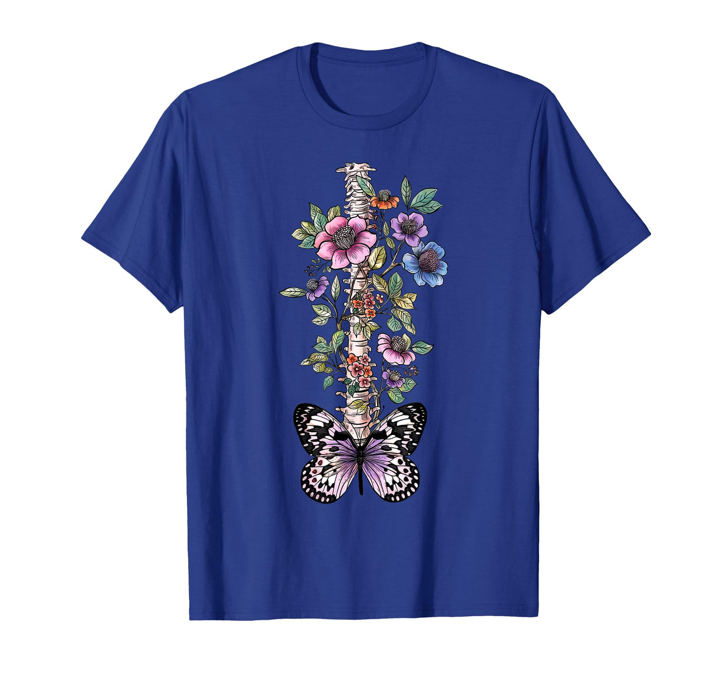 Floral Skeleton Butterfly Spine Chiropractor Chiropractic T-Shirt