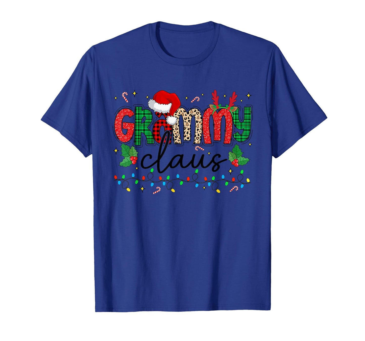 Grammy Claus Christmas Santa Hat Reindeer Grandma Grandkids T-Shirt