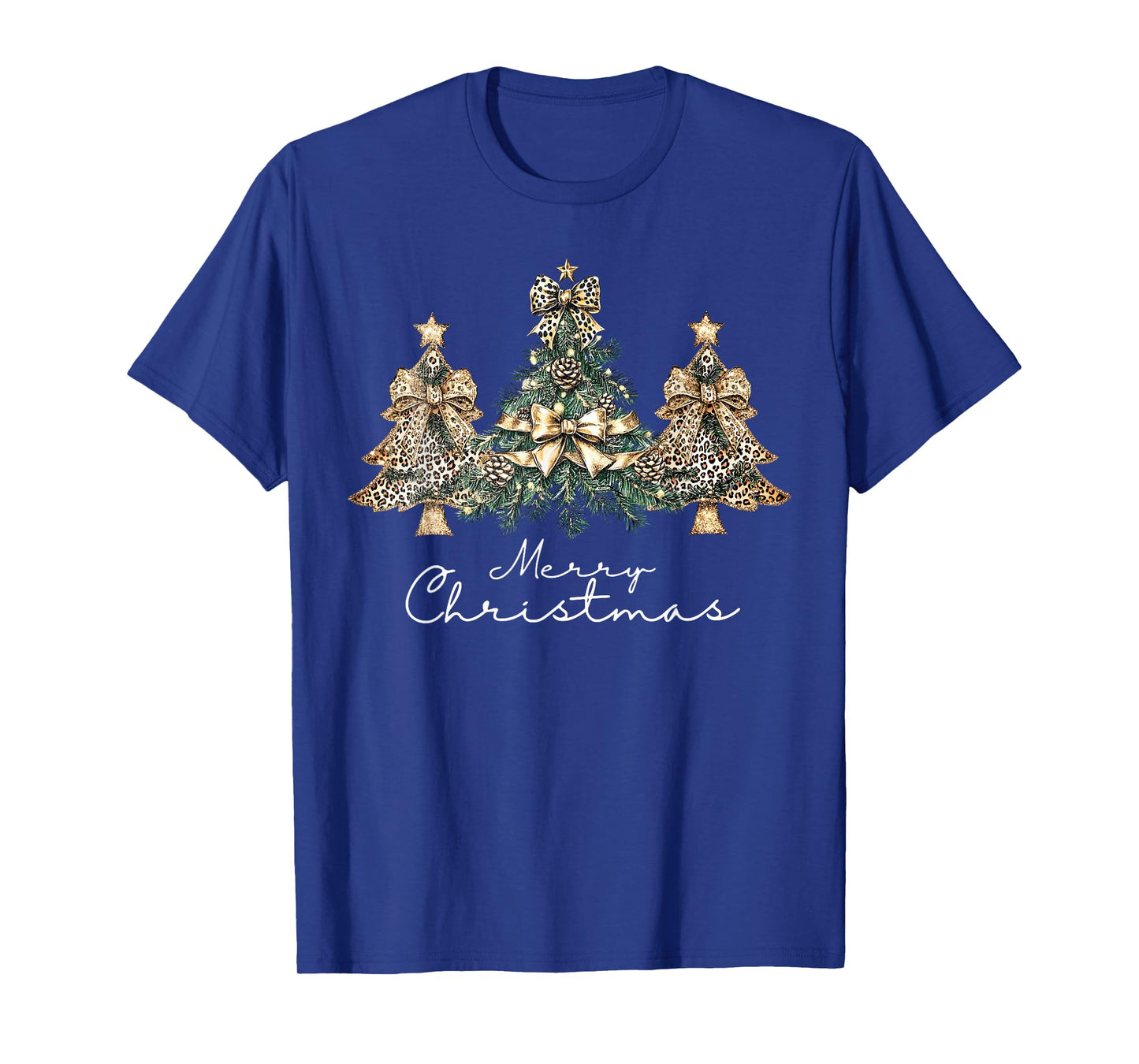 Christmas Leopard Coquette Bow Xmas Trees Pajamas Holiday T-Shirt