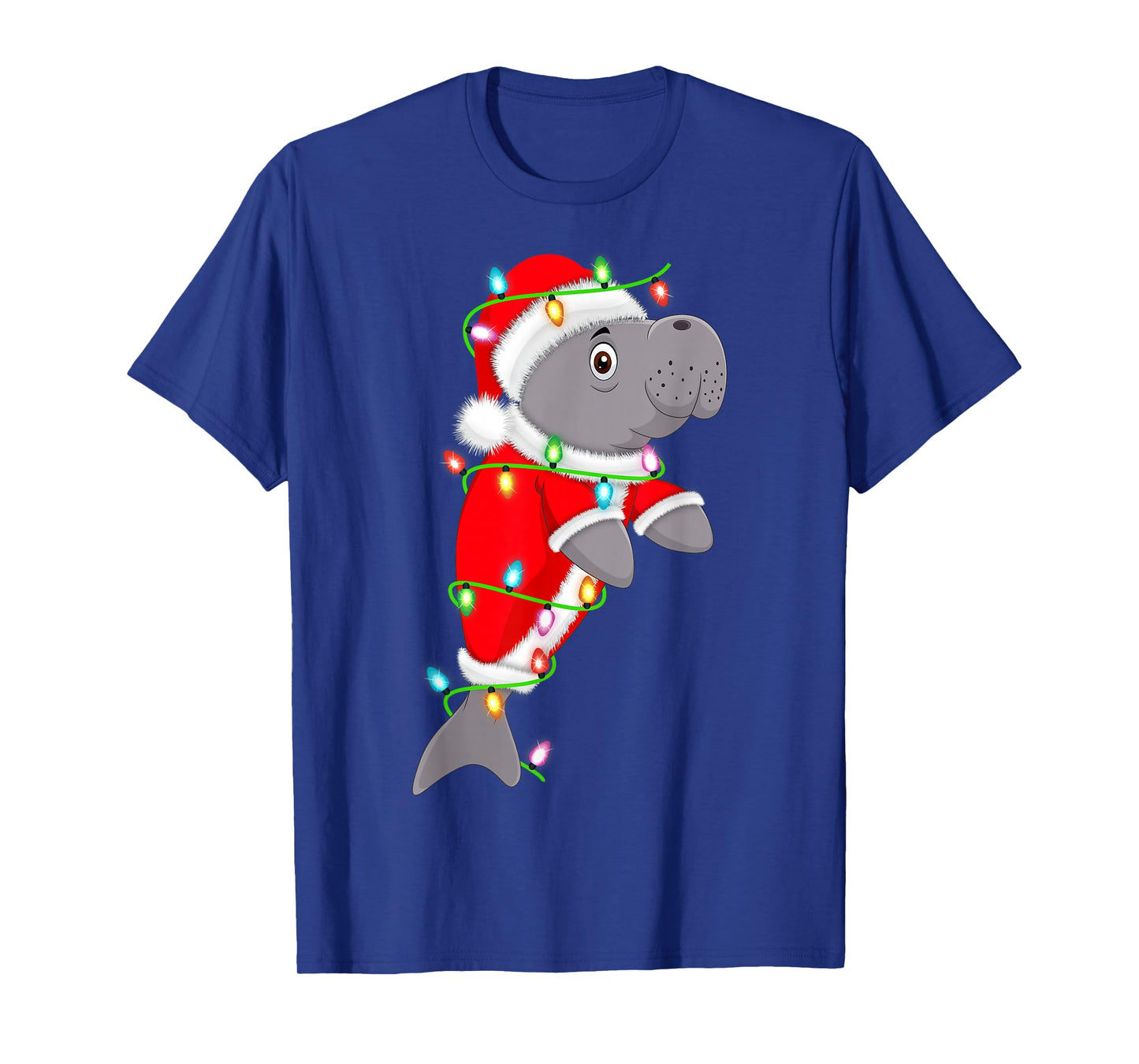 Manatee Christmas Lights Santa Costume Cute Animal Xmas T-Shirt