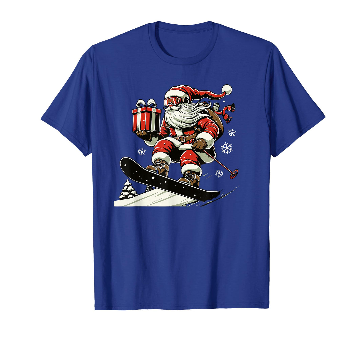 Funny Christmas Holiday Santa Snowboarding T-Shirt