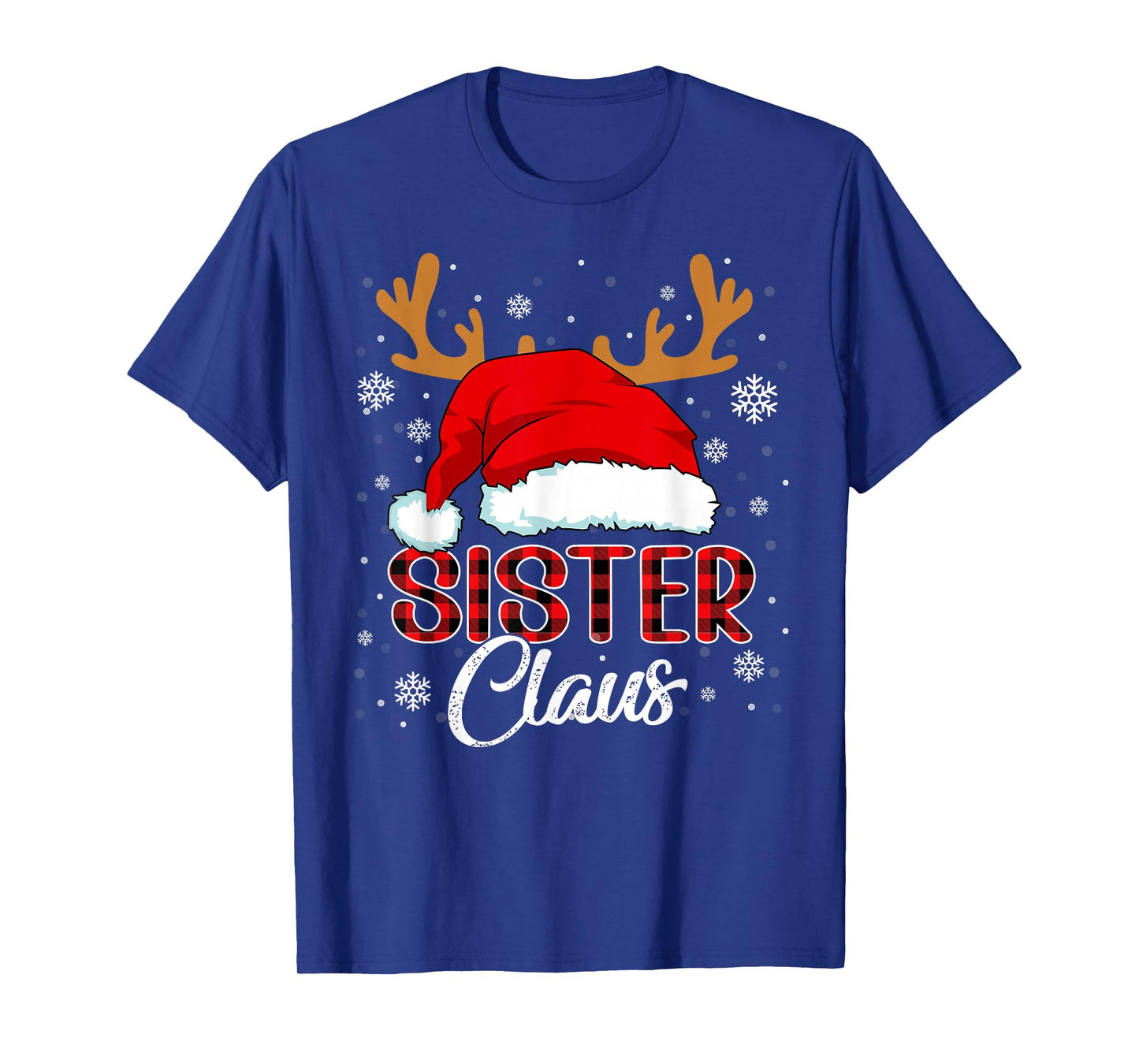 Sister Claus Santa Hat Christmas Red Plaid Matching Family T-Shirt