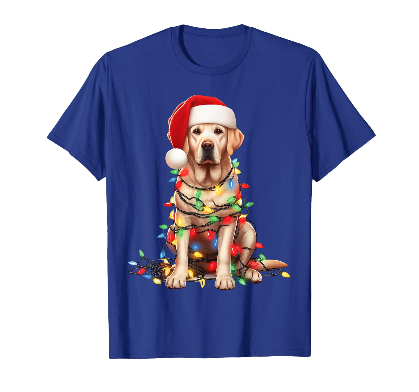 Labrador Retriever Dog Christmas Lights Santa Hat Dog Lover T-Shirt