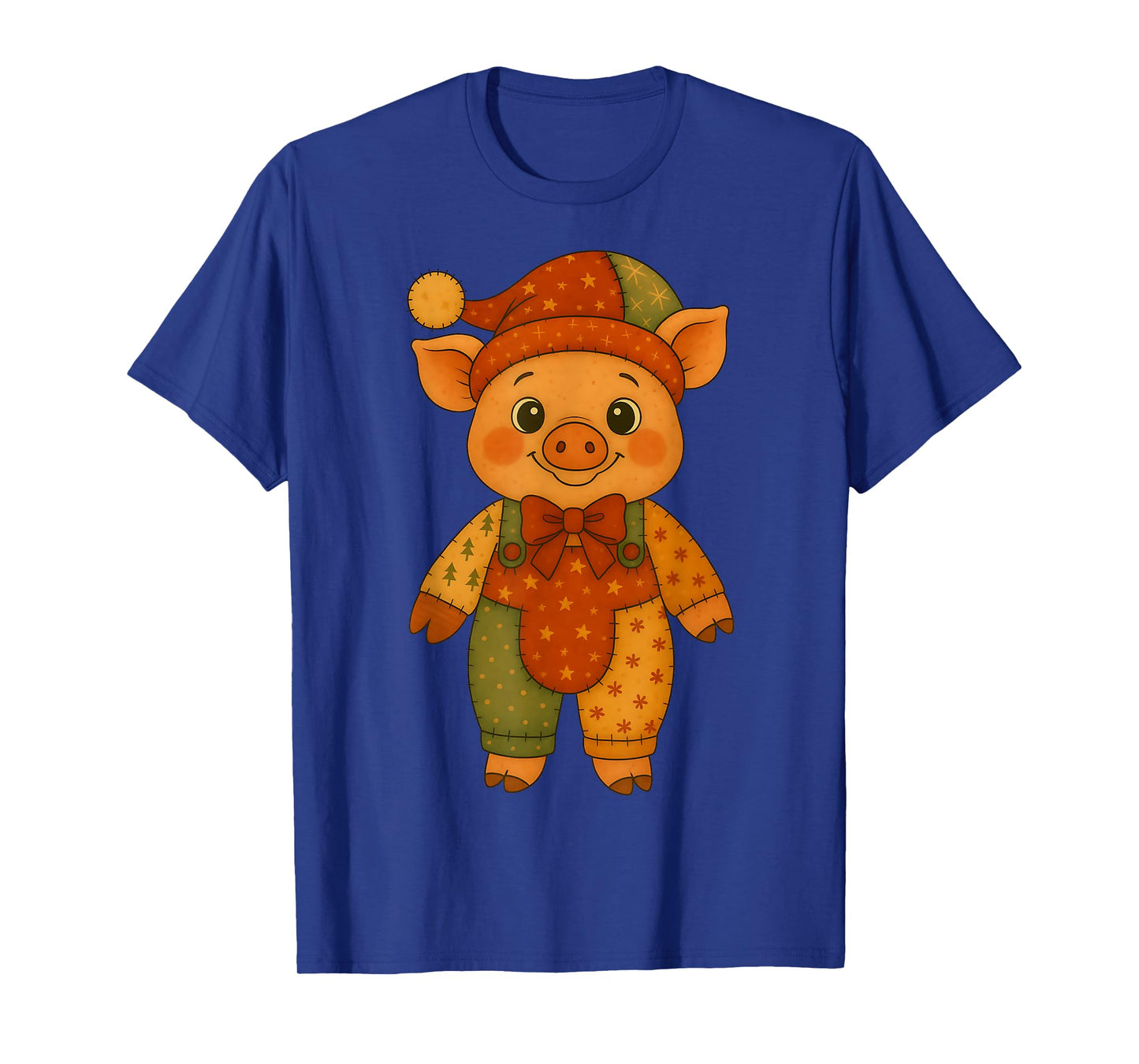 Patchwork Christmas Pig Cute Winter Holiday T-Shirt