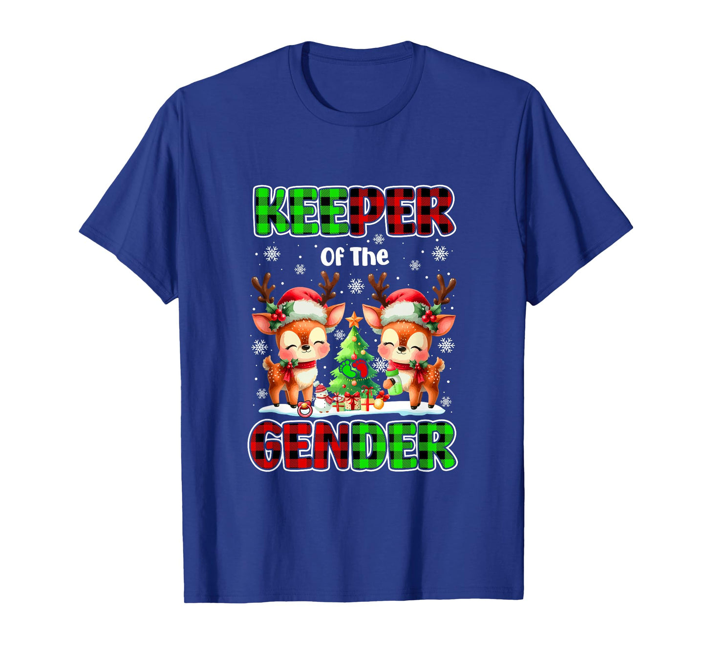 Keeper of Gender Christmas Couple Reindeer Expecting Baby T-Shirt