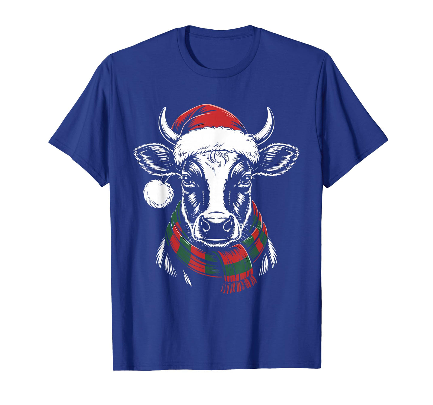 Cow Xmas Santa Hat Scarf Christmas Costume T-Shirt