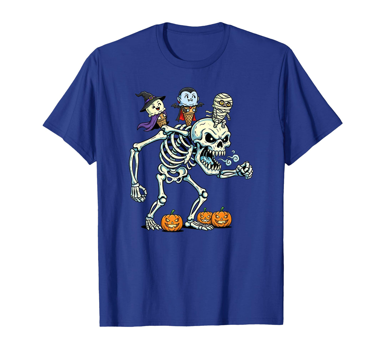 Ice Cream Skeleton Mummy Witch Halloween Kids Mens Womens T-Shirt