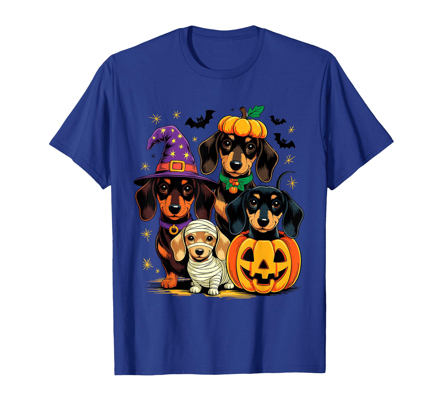 Dachshund Halloween Witch Pumpkin Mummy Jack O Lantern T-Shirt