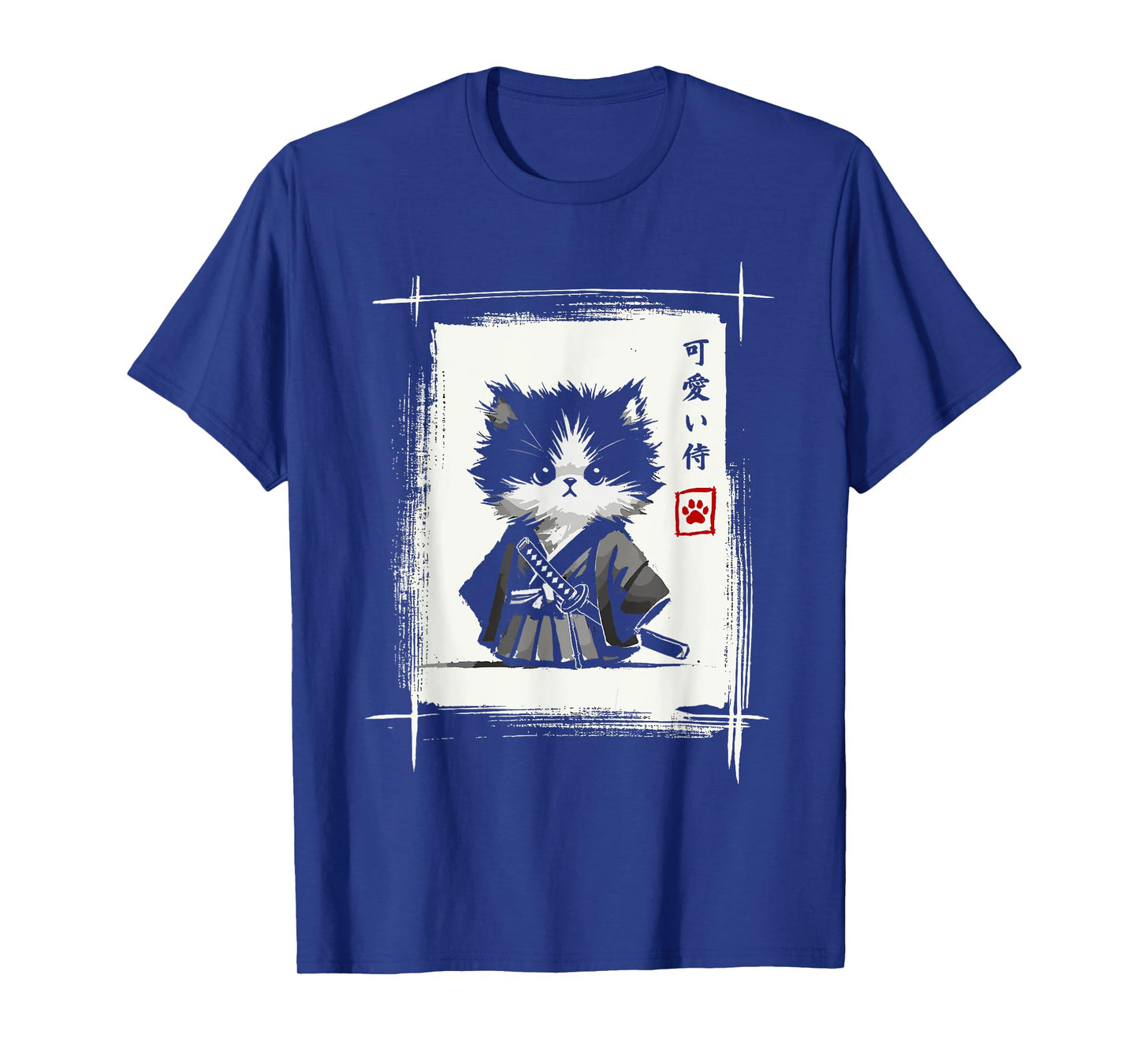 Samurai Cat Japanese Art Sumi-e Novelty Kawaii Funny Cat T-Shirt