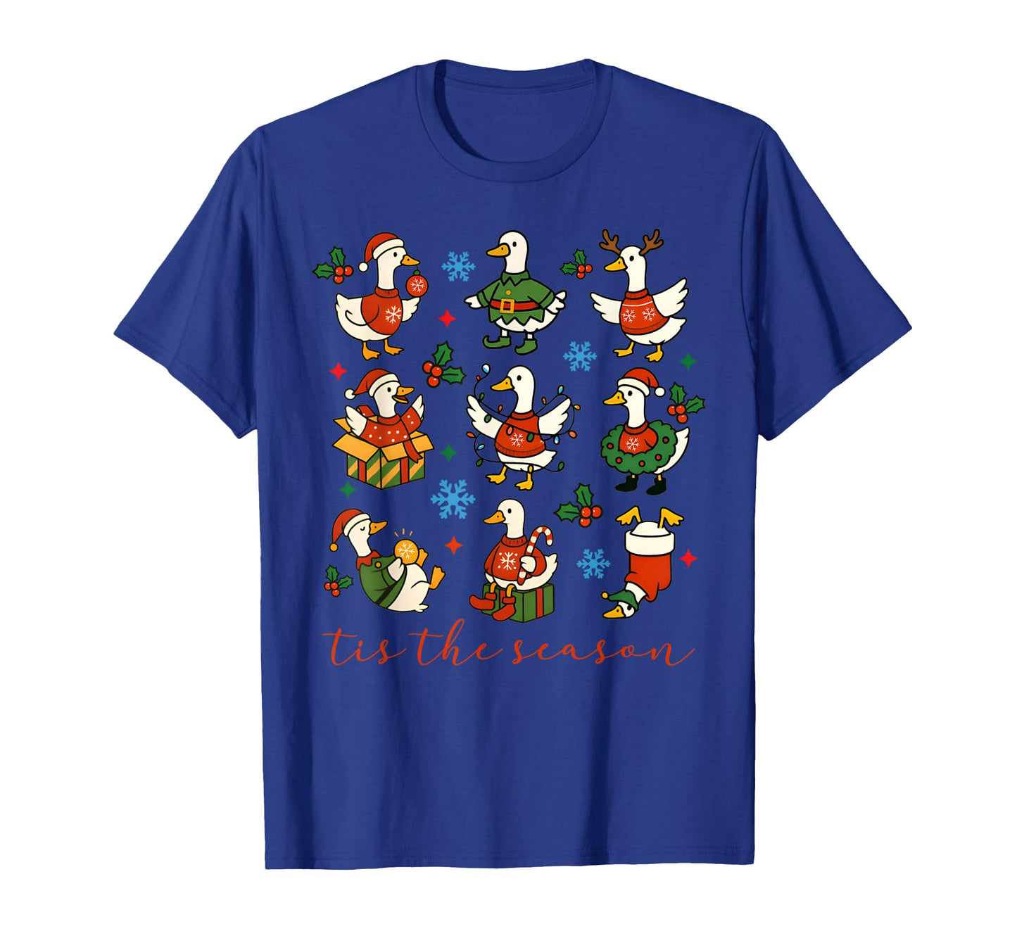 Retro Silly Goose Santa Cute Merry Christmas Tis The Season T-Shirt