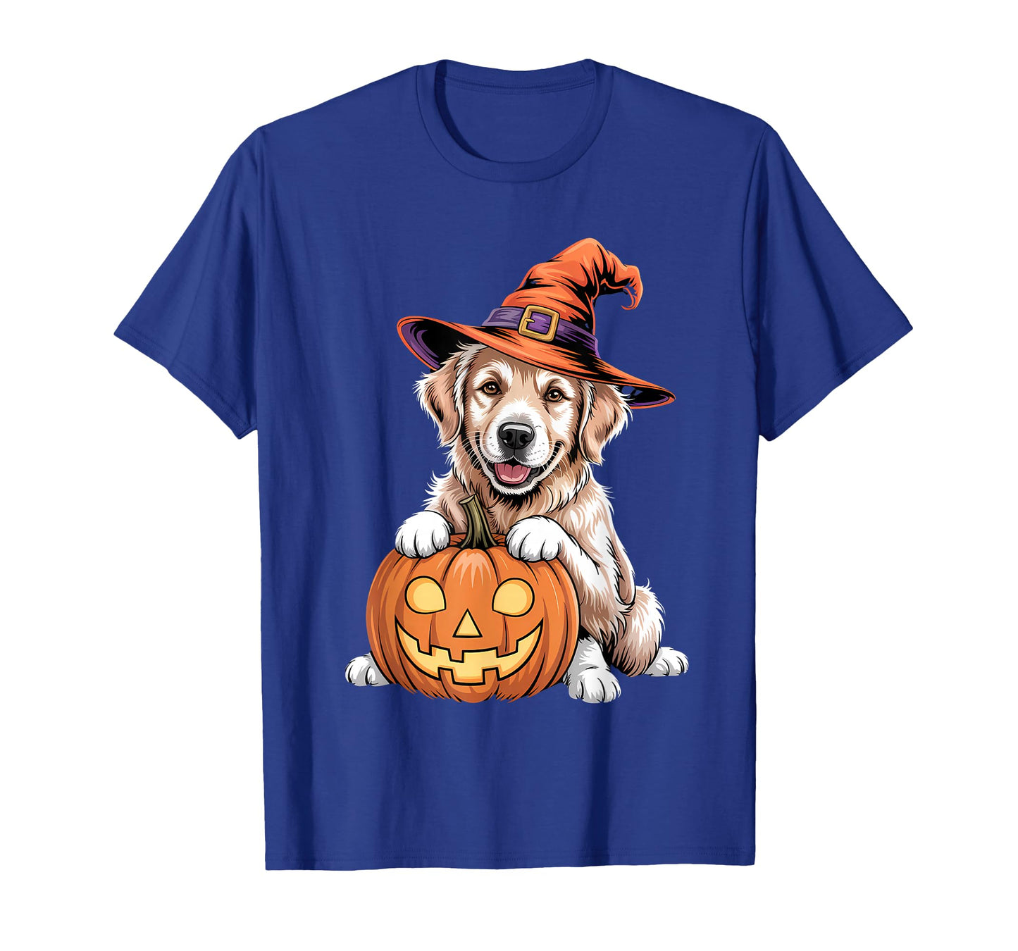Golden Retriever Halloween Dog Outfit with Pumpkin T-Shirt