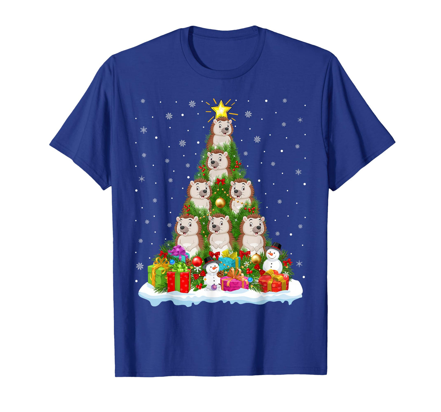 Cute Hedgehog Christmas Tree Holiday Decor Funny Xmas Lights T-Shirt