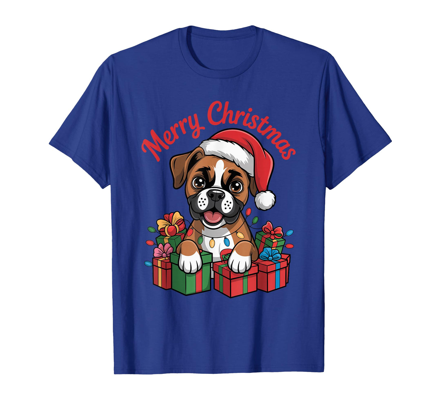Cute Boxer Santa Hat Christmas Xmas Dog Lovers Holiday T-Shirt