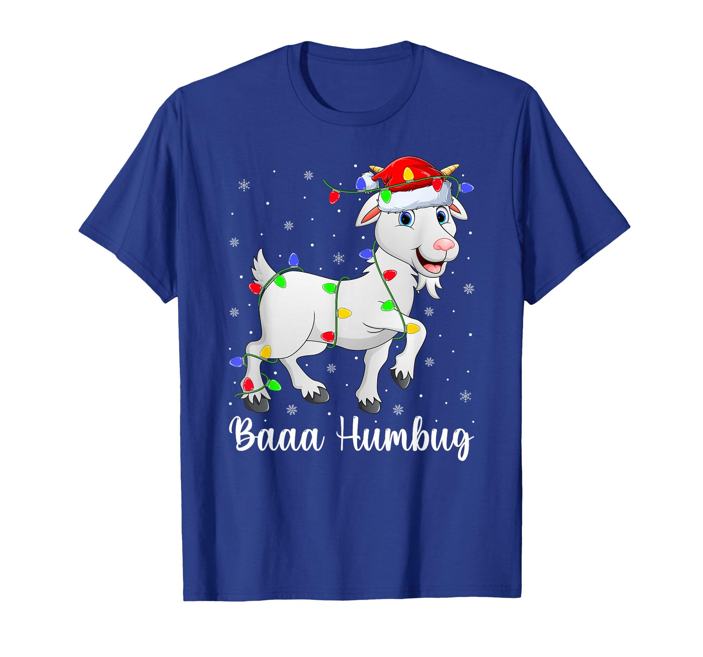 Baa Humbug Xmas Lights Santa Costume Goat Christmas Pajamas T-Shirt