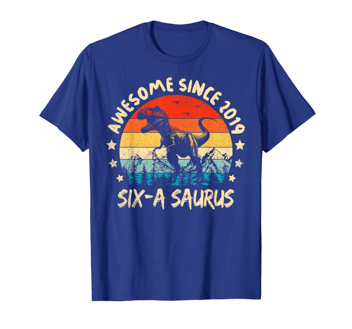 Six A Saurus Birthday T Rex 6 Year Old Dino 6th Dinosaur T-Shirt