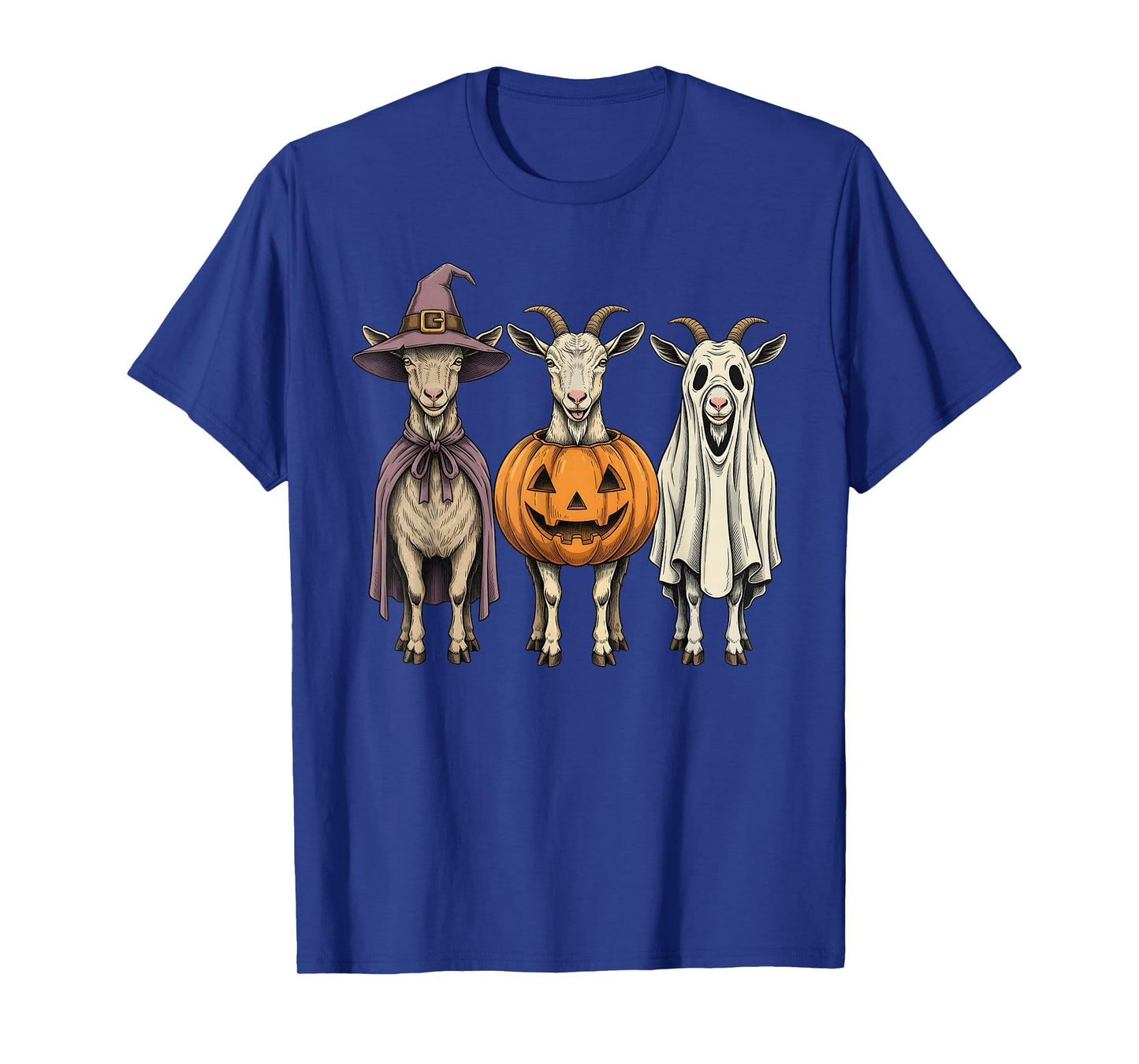 Spooky Ghost Goat Pumpkin Halloween Farm Animal T-Shirt