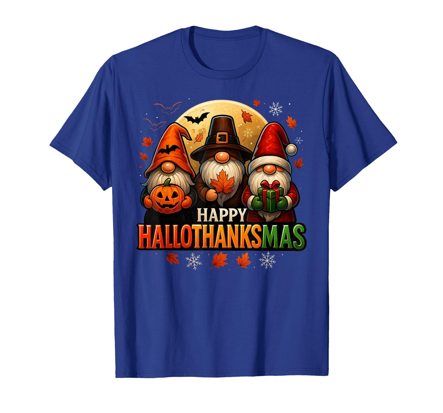 Gnome Hallothanksmas Halloween Thanksgiving Christmas T-Shirt