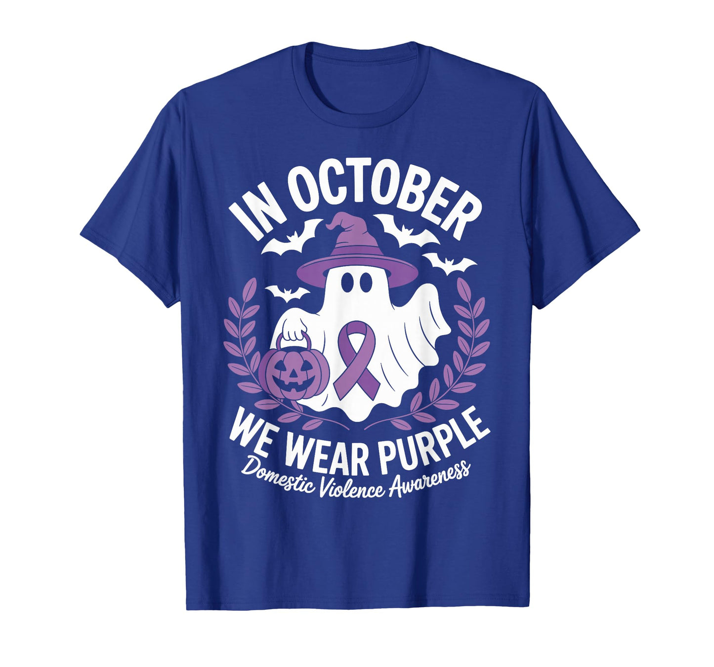 Halloween Ghost Purple Domestic Violence Awareness Men Women T-Shirt