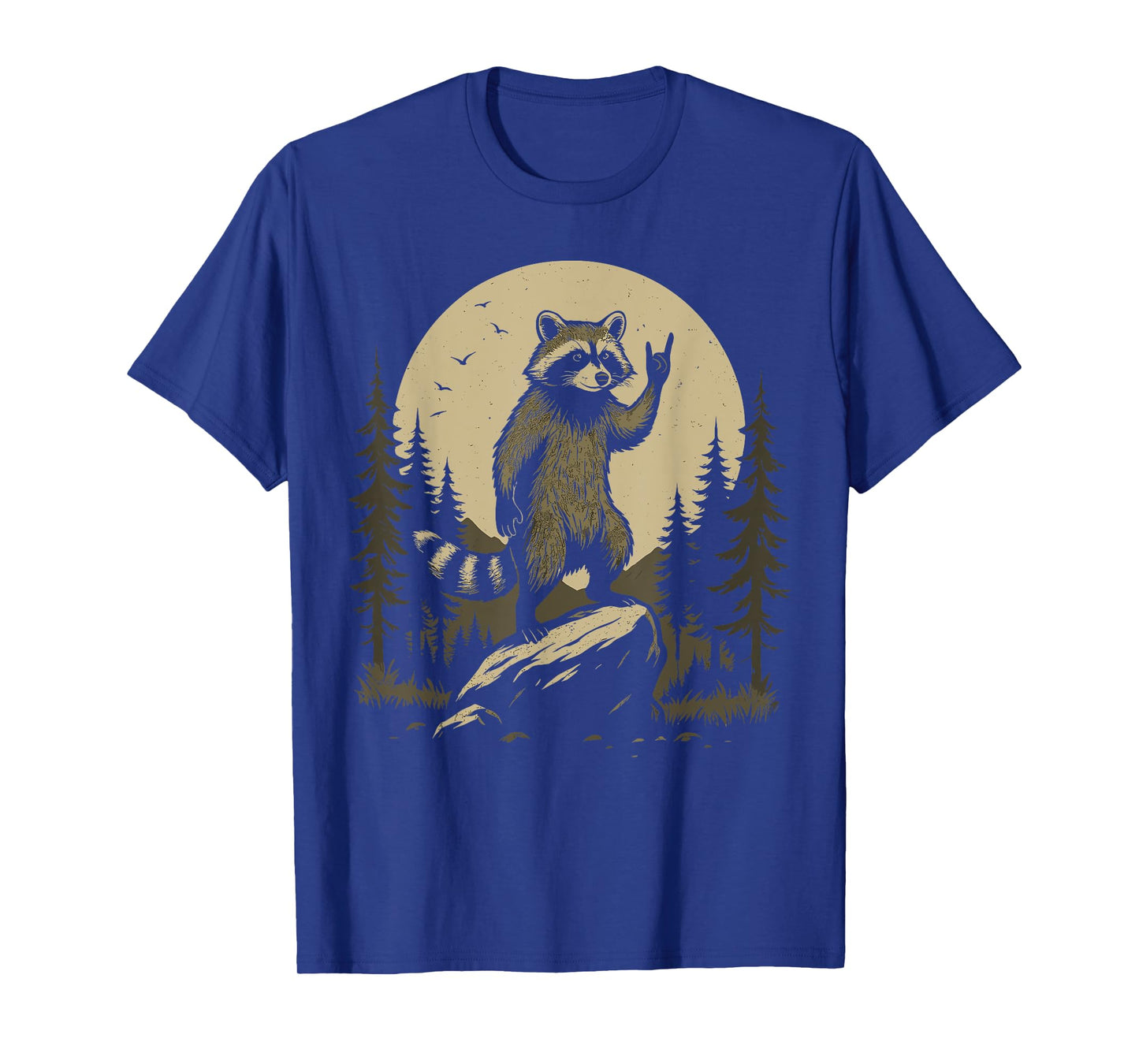 Cool Raccoon Standing On Rock Forest Moon Vintage T-Shirt